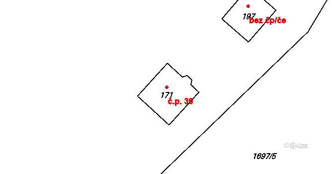 Jiřín 39, Bystřice na parcele st. 171 v KÚ Ouběnice u Votic, Katastrální mapa