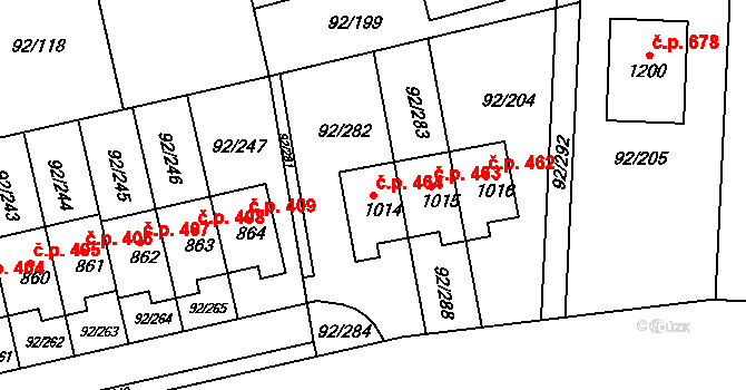 Nučice 464 na parcele st. 1014 v KÚ Nučice u Rudné, Katastrální mapa