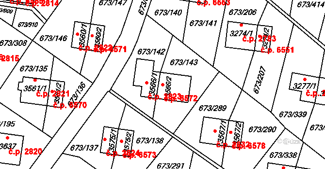 Zlín 6572 na parcele st. 3566/2 v KÚ Zlín, Katastrální mapa