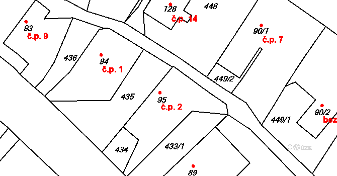 Křemení 2, Chotýšany na parcele st. 95 v KÚ Chotýšany, Katastrální mapa