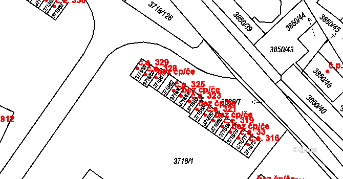 Předměstí 325, Litoměřice na parcele st. 3718/63 v KÚ Litoměřice, Katastrální mapa