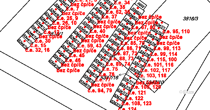 Zlín 74,89 na parcele st. 5346/11 v KÚ Zlín, Katastrální mapa