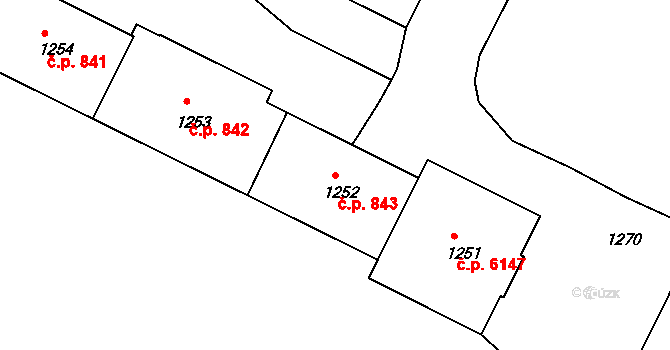 Poruba 843, Ostrava na parcele st. 1252 v KÚ Poruba, Katastrální mapa