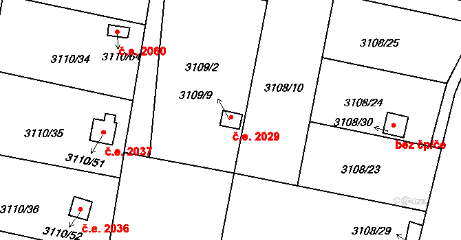 Louny 2029 na parcele st. 3109/9 v KÚ Louny, Katastrální mapa