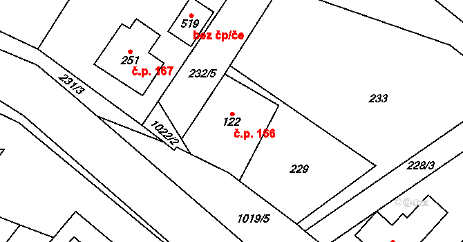 Český Herálec 166, Herálec na parcele st. 122 v KÚ Český Herálec, Katastrální mapa