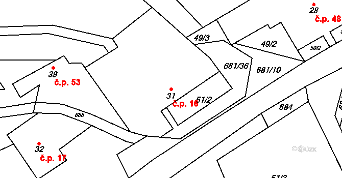 Ubušín 16, Jimramov na parcele st. 31 v KÚ Ubušín, Katastrální mapa