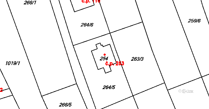 Štěpánov nad Svratkou 253 na parcele st. 254 v KÚ Štěpánov nad Svratkou, Katastrální mapa