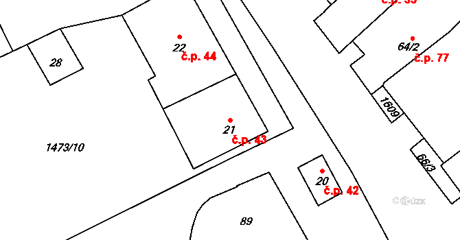 Sítiny 43, Mnichov na parcele st. 21 v KÚ Sítiny, Katastrální mapa