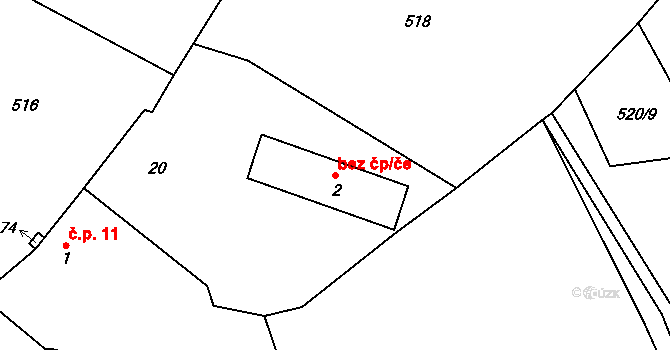 Borovník 38379431 na parcele st. 2 v KÚ Borovník, Katastrální mapa