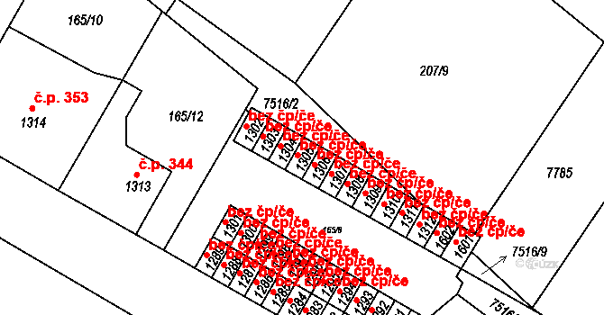 Telč 39678431 na parcele st. 1305 v KÚ Telč, Katastrální mapa