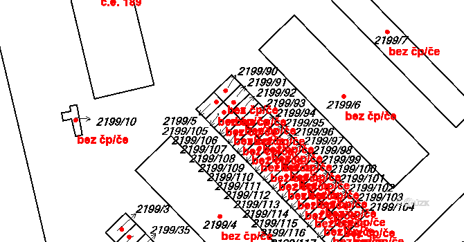 Praha 41248431 na parcele st. 2199/106 v KÚ Vršovice, Katastrální mapa