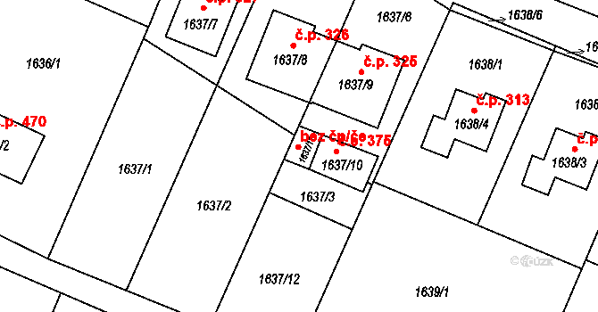 Želešice 41436431 na parcele st. 1637/11 v KÚ Želešice, Katastrální mapa