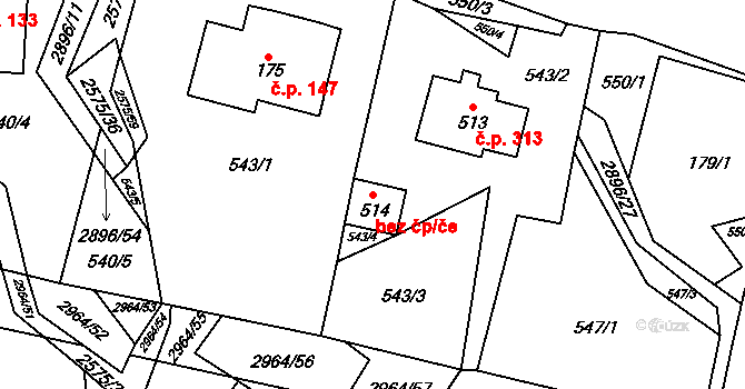 Kunčina 41465431 na parcele st. 514 v KÚ Kunčina, Katastrální mapa