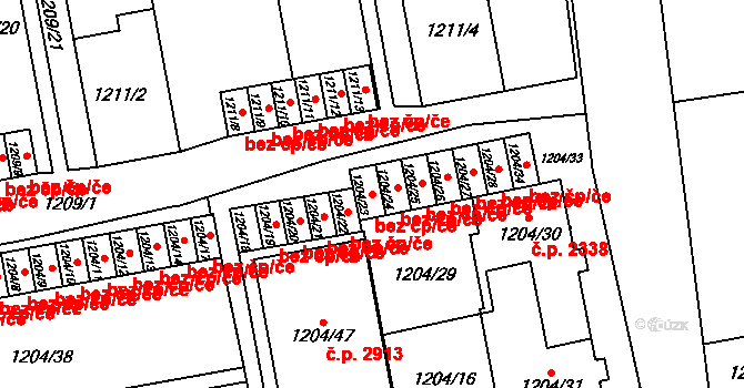 Praha 41549431 na parcele st. 1204/23 v KÚ Horní Počernice, Katastrální mapa