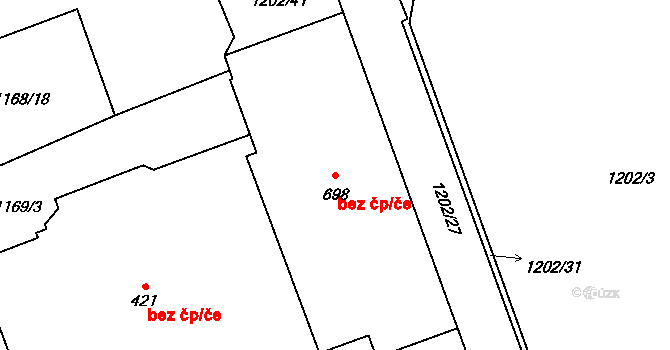 Zlín 42333431 na parcele st. 698 v KÚ Kudlov, Katastrální mapa