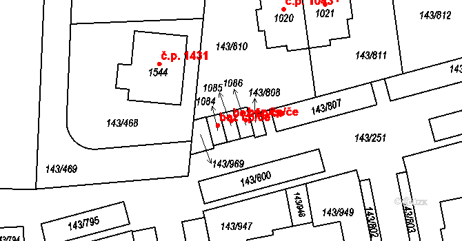 Jesenice 42579431 na parcele st. 1085 v KÚ Jesenice u Prahy, Katastrální mapa