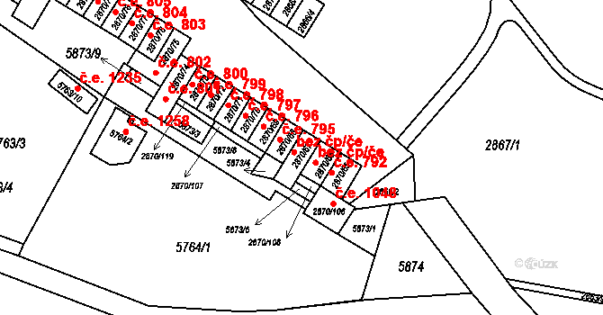 Velké Meziříčí 43042431 na parcele st. 2870/67 v KÚ Velké Meziříčí, Katastrální mapa