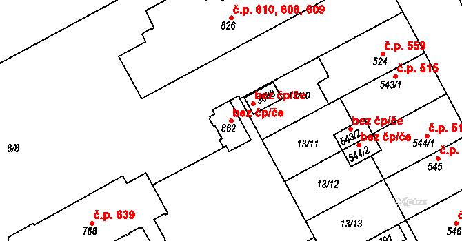 Hradec Králové 44101431 na parcele st. 862 v KÚ Slezské Předměstí, Katastrální mapa