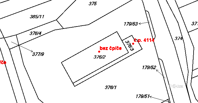 Jablonec nad Nisou 44228431 na parcele st. 376/2 v KÚ Rýnovice, Katastrální mapa