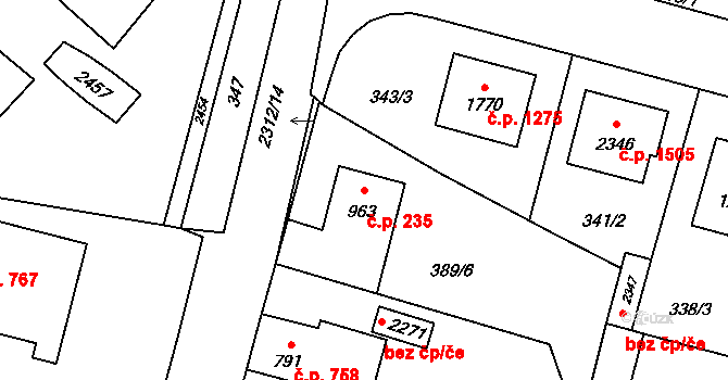 Kateřinky 235, Opava na parcele st. 963 v KÚ Kateřinky u Opavy, Katastrální mapa