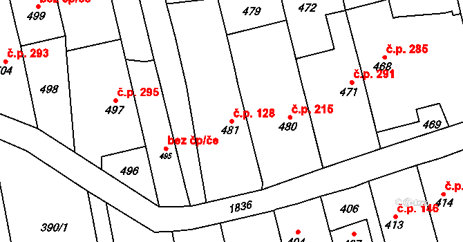 Kylešovice 128, Opava na parcele st. 481 v KÚ Kylešovice, Katastrální mapa