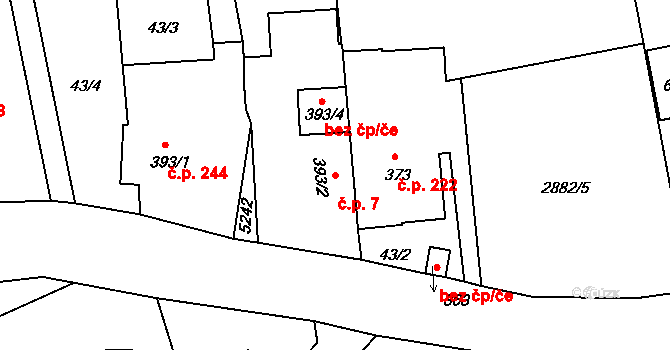 Brumovice 7 na parcele st. 393/2 v KÚ Brumovice u Opavy, Katastrální mapa