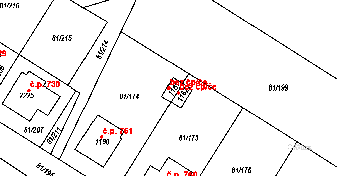 Kralupy nad Vltavou 45403431 na parcele st. 1161 v KÚ Lobeček, Katastrální mapa