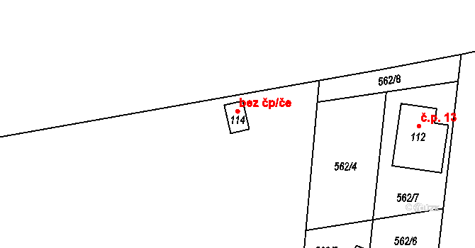 Zbytiny 45698431 na parcele st. 114 v KÚ Koryto, Katastrální mapa