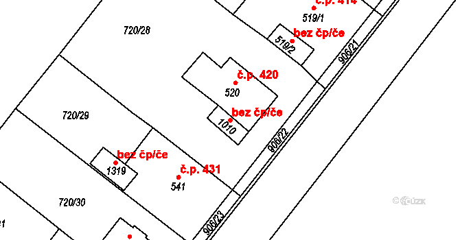 Osek 48704431 na parcele st. 1010 v KÚ Osek u Duchcova, Katastrální mapa
