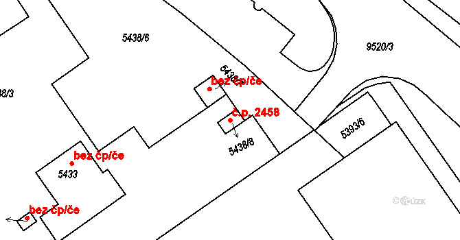 Žďár nad Sázavou 1 2458, Žďár nad Sázavou na parcele st. 5438/8 v KÚ Město Žďár, Katastrální mapa