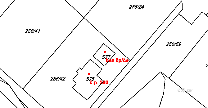 Jarošov nad Nežárkou 54628431 na parcele st. 577 v KÚ Jarošov nad Nežárkou, Katastrální mapa