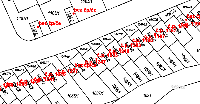 Třešť 1218 na parcele st. 1085/2 v KÚ Třešť, Katastrální mapa