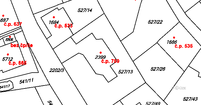 Beroun-Závodí 759, Beroun na parcele st. 2399 v KÚ Beroun, Katastrální mapa