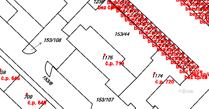 Lobeček 719, Kralupy nad Vltavou na parcele st. 1175 v KÚ Lobeček, Katastrální mapa