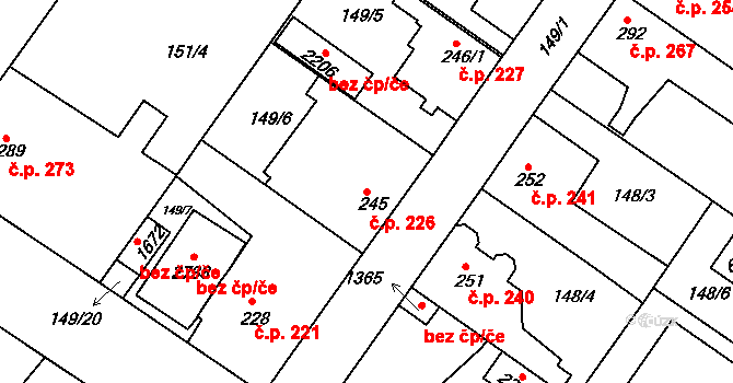 Neratovice 226 na parcele st. 245 v KÚ Neratovice, Katastrální mapa