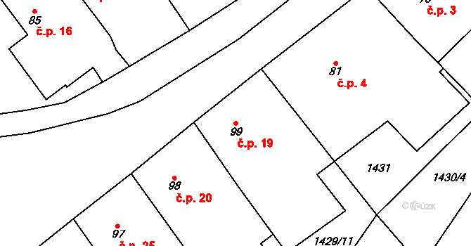 Čepinec 19, Žinkovy na parcele st. 99 v KÚ Žinkovy, Katastrální mapa