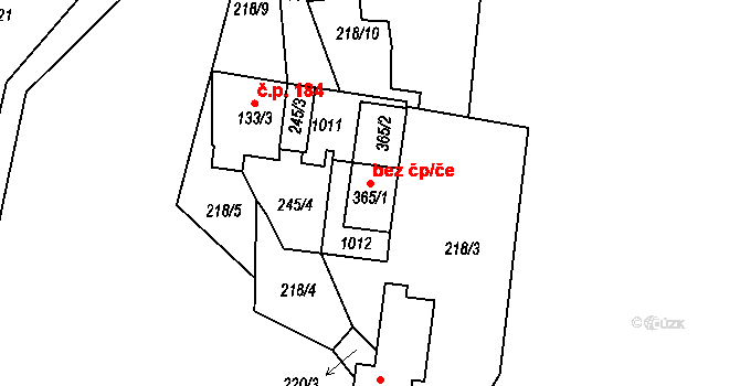 Kopřivnice 70967431 na parcele st. 365/1 v KÚ Vlčovice, Katastrální mapa