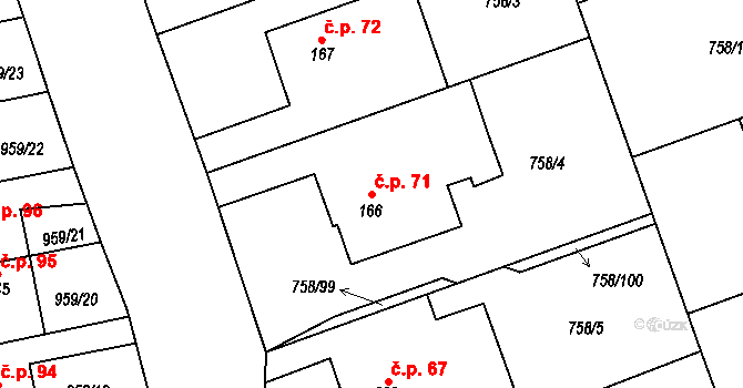 Velká Ledhuje 71, Police nad Metují na parcele st. 166 v KÚ Velká Ledhuje, Katastrální mapa