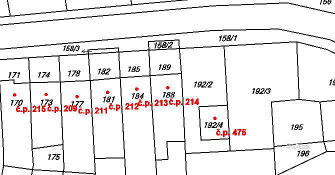 Černá Hora 214 na parcele st. 188 v KÚ Černá Hora, Katastrální mapa