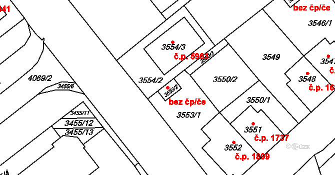 Chomutov 84220431 na parcele st. 3553/2 v KÚ Chomutov I, Katastrální mapa