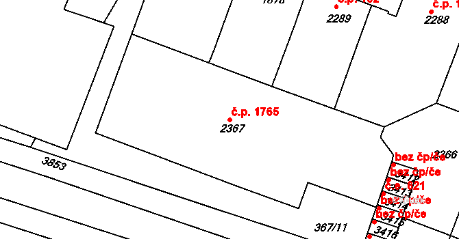 Rakovník II 1765, Rakovník na parcele st. 2367 v KÚ Rakovník, Katastrální mapa