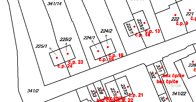 Blažejovice 19, Zbytiny na parcele st. 224/1 v KÚ Zbytiny, Katastrální mapa