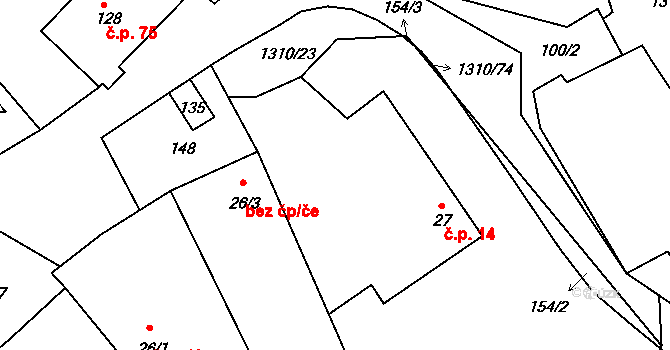 Dobešov 14, Černovice na parcele st. 27 v KÚ Dobešov u Černovic, Katastrální mapa