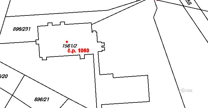 Blatná 1061 na parcele st. 896/7 v KÚ Blatná, Katastrální mapa