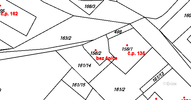 Dolní Bělá 210 na parcele st. 156/2 v KÚ Dolní Bělá, Katastrální mapa