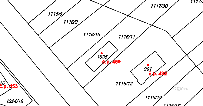 Údlice 459 na parcele st. 1035 v KÚ Údlice, Katastrální mapa