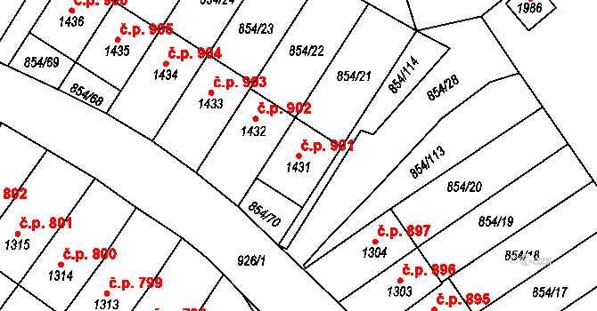 Světlá nad Sázavou 901 na parcele st. 1431 v KÚ Světlá nad Sázavou, Katastrální mapa