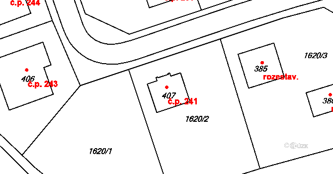 Hrabová 241 na parcele st. 407 v KÚ Hrabová u Dubicka, Katastrální mapa