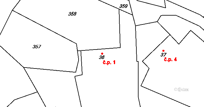Řečice 1, Zábřezí-Řečice na parcele st. 36 v KÚ Zábřezí, Katastrální mapa
