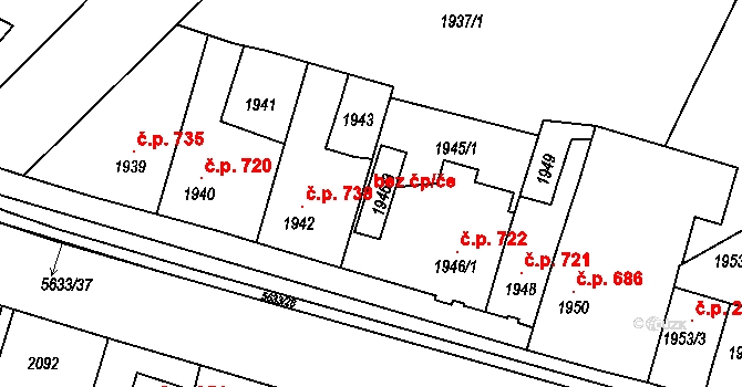 Velké Meziříčí 103531432 na parcele st. 1946/3 v KÚ Velké Meziříčí, Katastrální mapa